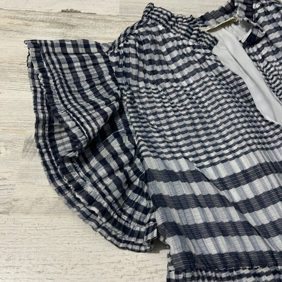 Marie Oliver Silk Blend Tiered Bay Navy and White Dress Size XXS - Picture 4 of 11